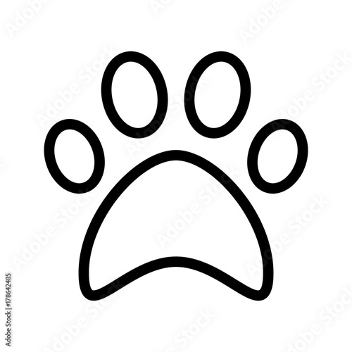 Cat, paw print. Flat icon, symbol. Vector