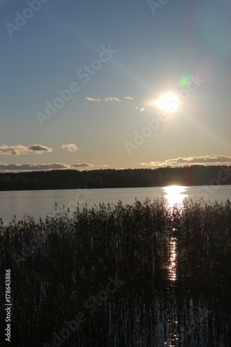 Sunset on the lake, Zarasai, Lithuania photo