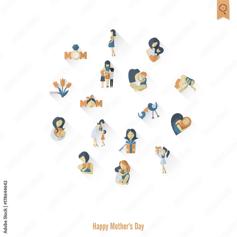 Fototapeta premium Happy Mothers Day Icons