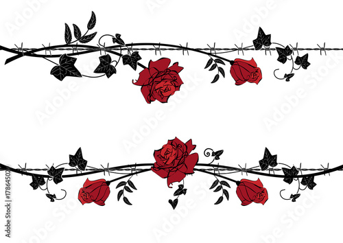 set of dividers with rose with barbed wire