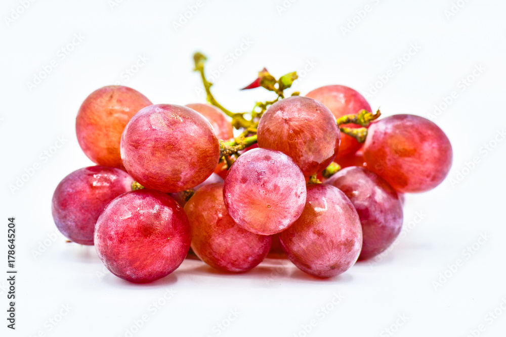 A bunch of fresh grapes isolated white background, fresh fruit concept