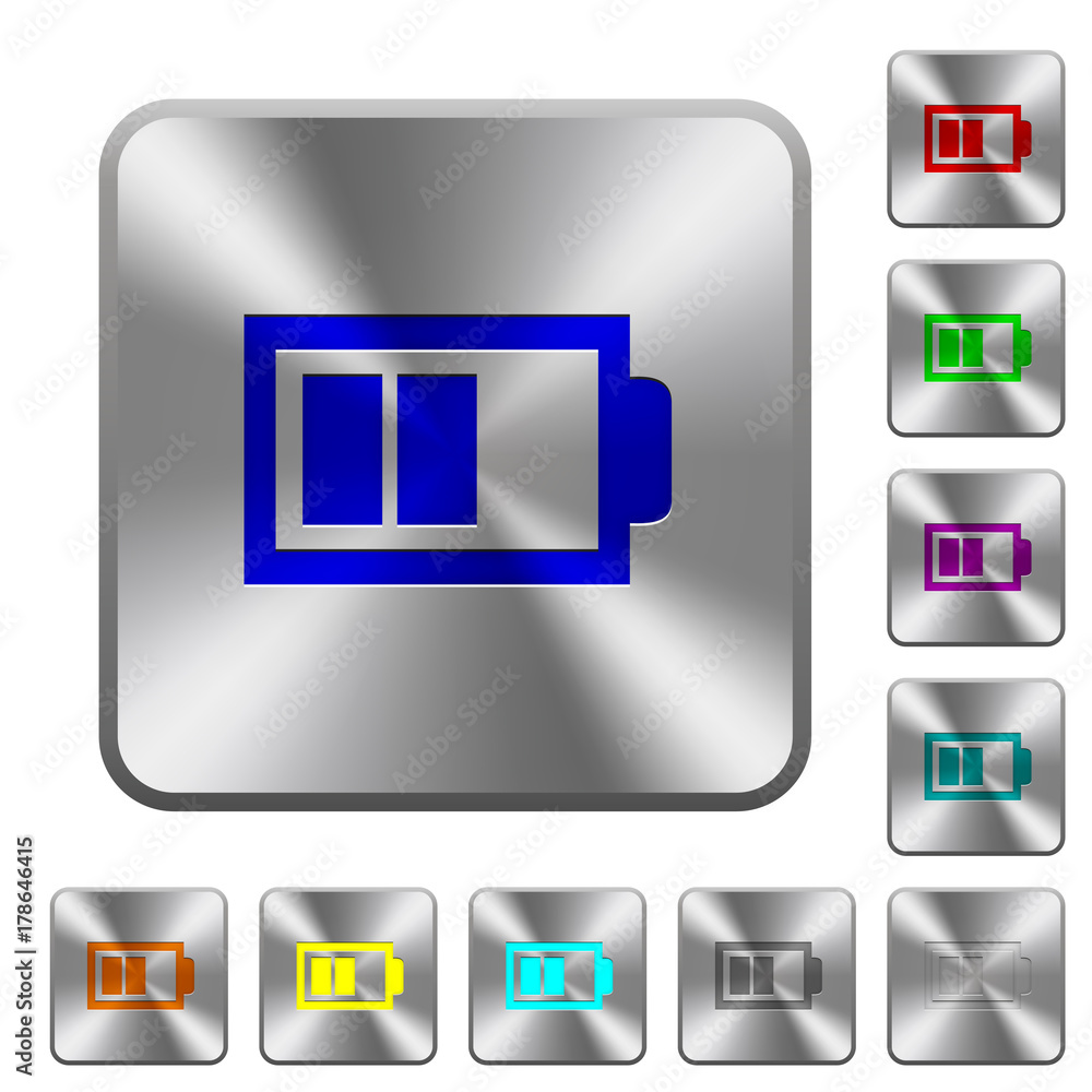 Half battery with two load units rounded square steel buttons Half battery with two load units rounded square steel buttons