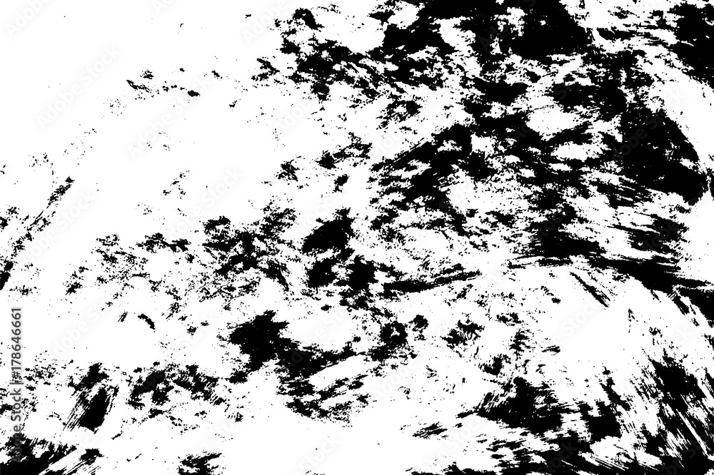 Grunge paint texture overlay. Distress black rough background. Noise dirty rectangle stamp. Dirty artistic background. Vector illustration