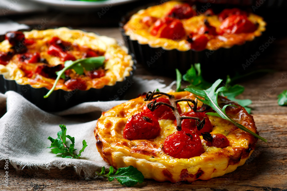 roasted cherry tomato and goat's cheese quiche. roasted cherry tomato and goat's cheese quiche.