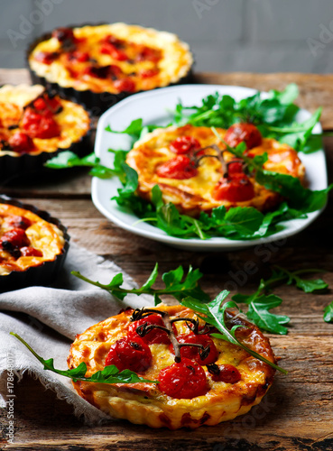 roasted cherry tomato and goat's cheese quiche.