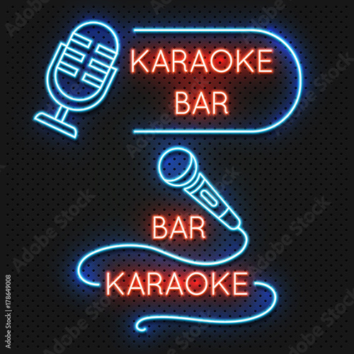 Roadside karaoke night club vector signboard isolated