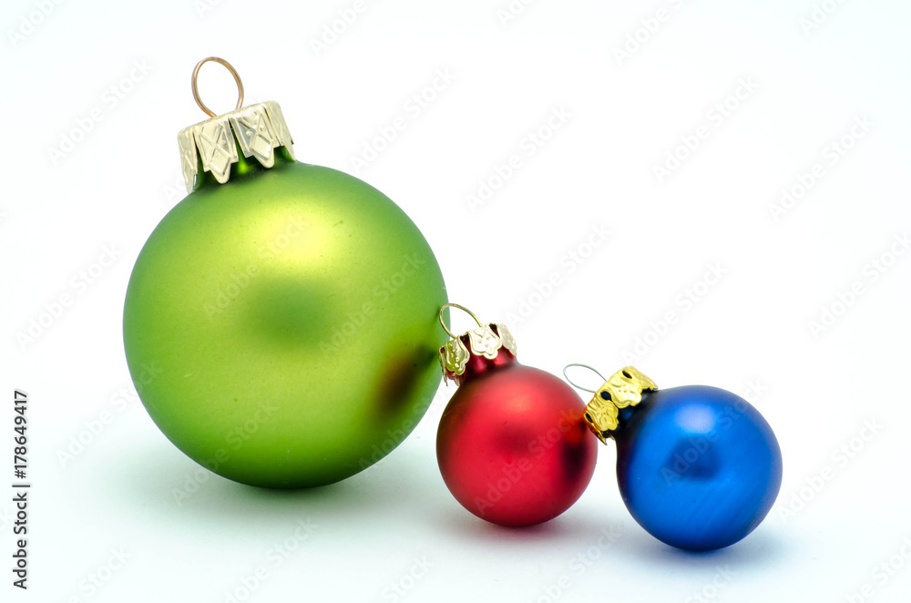 Christmas ornaments, red, green and blue christmas sphere Christmas ornaments, red, green and blue christmas sphere