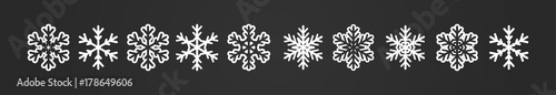 Big winter banner with snowflakes row. Geometric icons collection