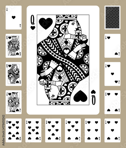 Hearts suit playing cards