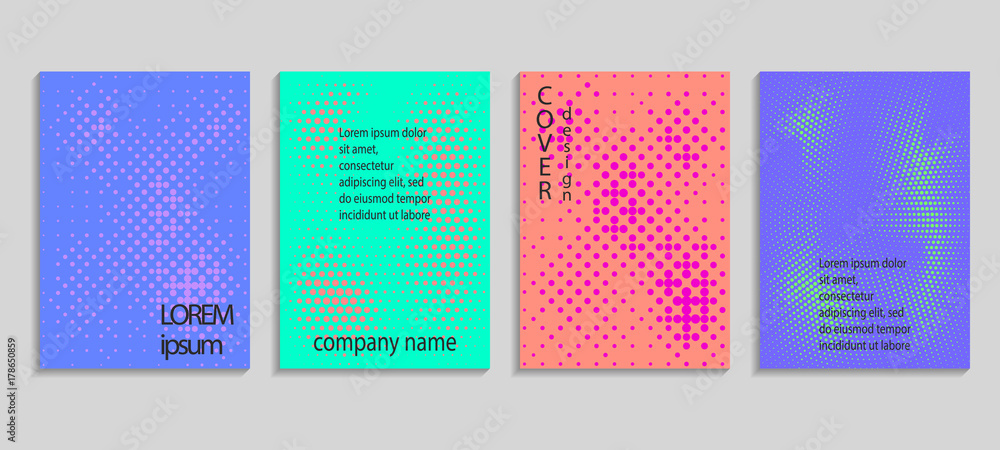 Minimalistic abstract vector halftone cover design template. Future geometric gradient background. Vector templates for placards, banners, flyers, presentations and reports Minimalistic abstract vector halftone cover design template. Future geometric gradient background. Vector templates for placards, banners, flyers, presentations and reports