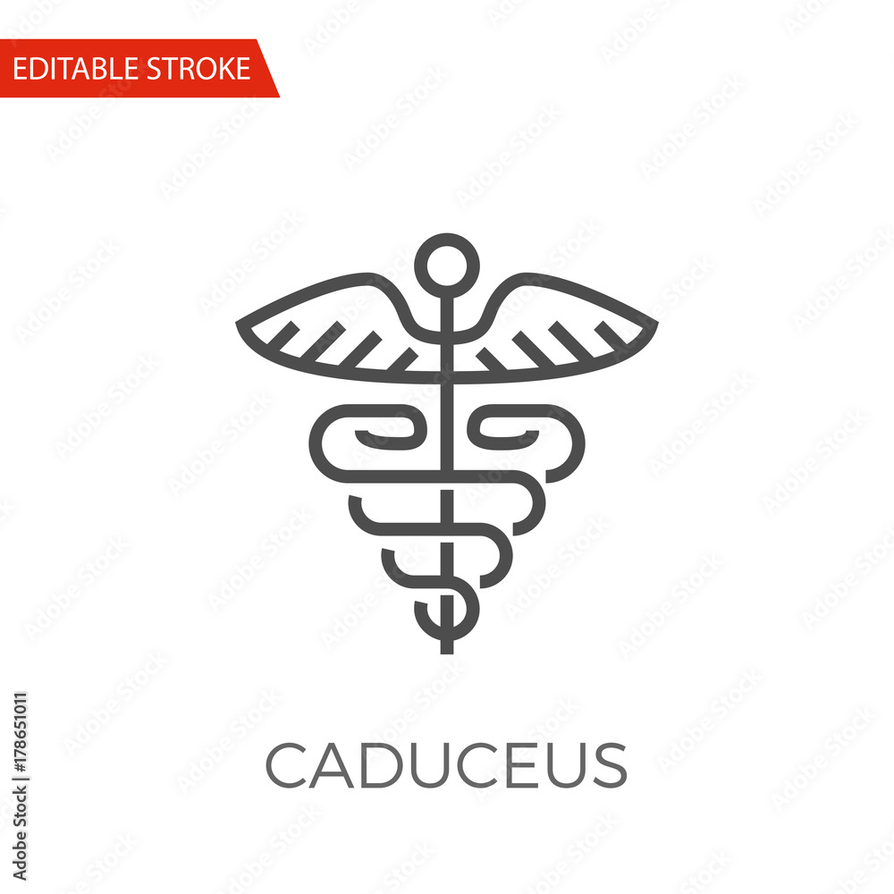 Caduceus Thin Line Vector Icon. Flat Icon Isolated on the White Background. Editable Stroke EPS file. Vector illustration. Caduceus Thin Line Vector Icon. Flat Icon Isolated on the White Background. Editable Stroke EPS file. Vector illustration.