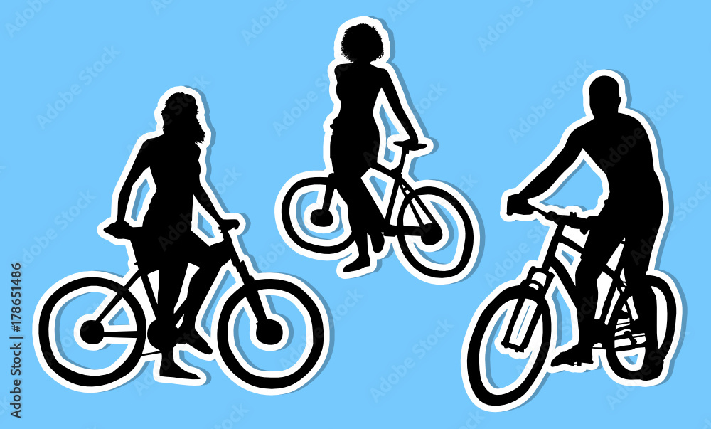 Obraz premium Bicyclists Stickers