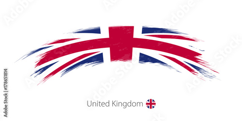 Flag of United Kingdom in rounded grunge brush stroke.