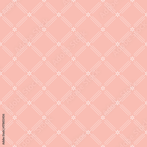 Geometric dotted vector dotted pink and white pattern. Seamless abstract modern texture for wallpapers and backgrounds
