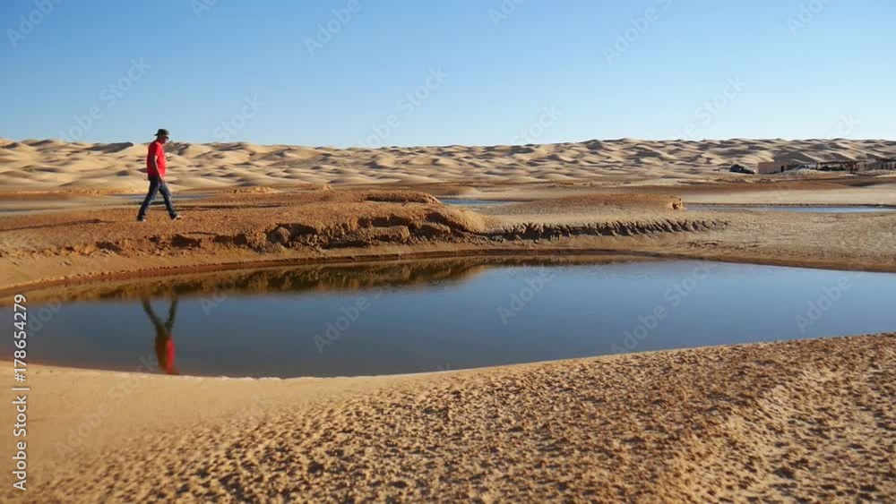 Paolo Goglio osserva una oasi nel deserto del Sahara Paolo Goglio osserva una oasi nel deserto del Sahara