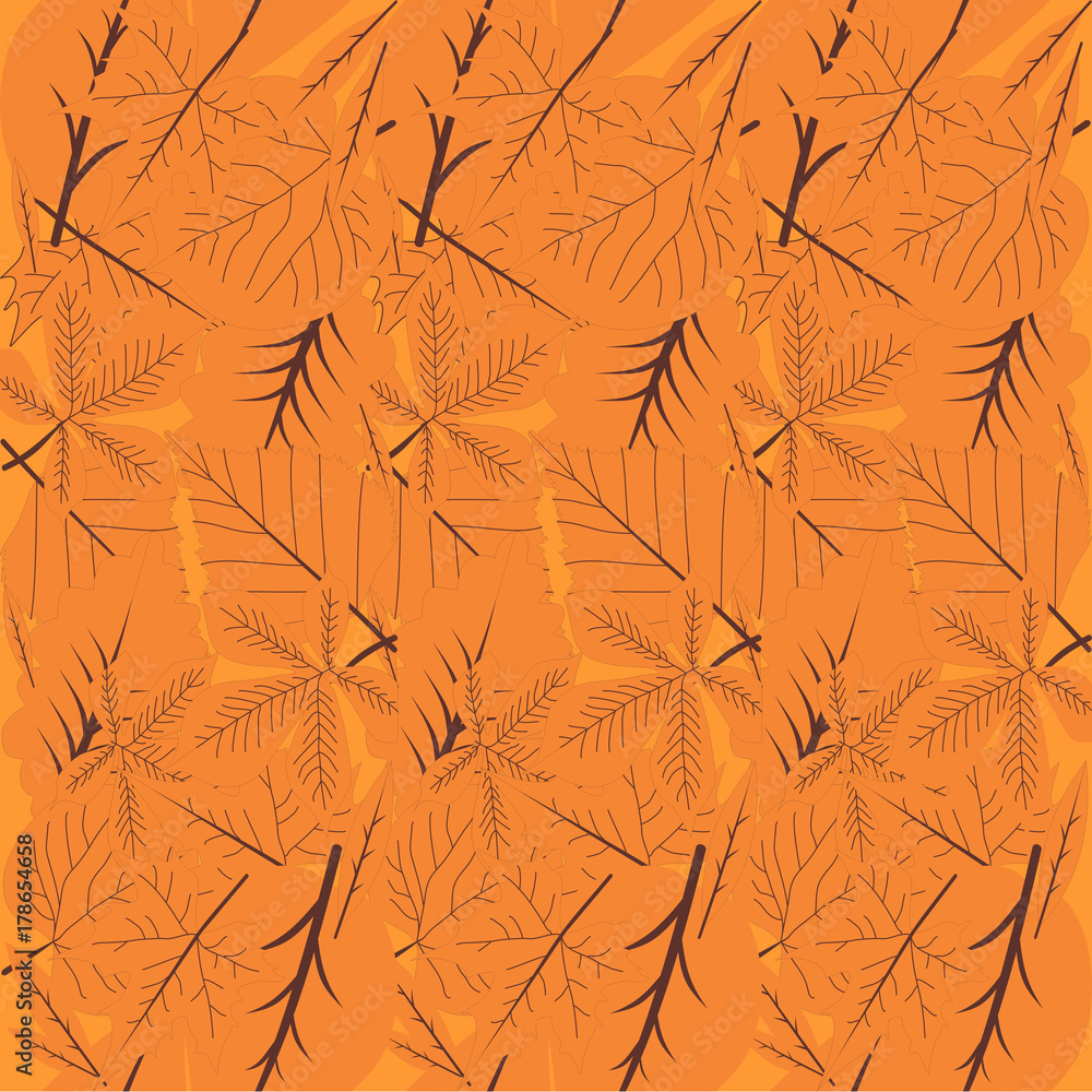 Autumn background with leaves.Vector seamless background.