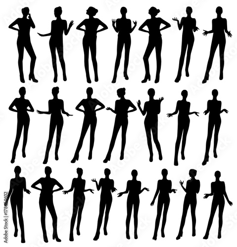Gesturing woman silhouettes