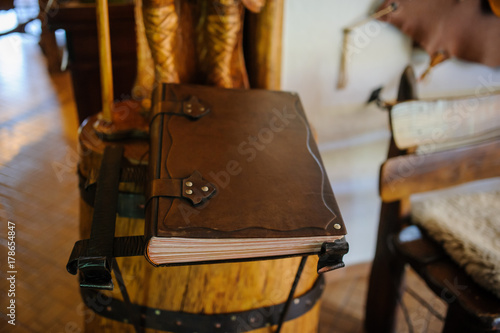 Old antique book with leather cover
