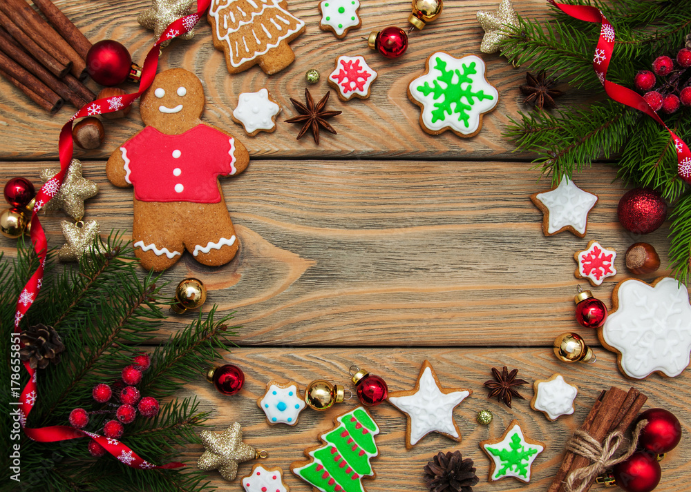Christmas ginger and honey colorful cookies Christmas ginger and honey colorful cookies