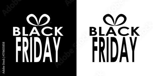 Logotipo BLACK FRIDAY en regalo negro y blanco