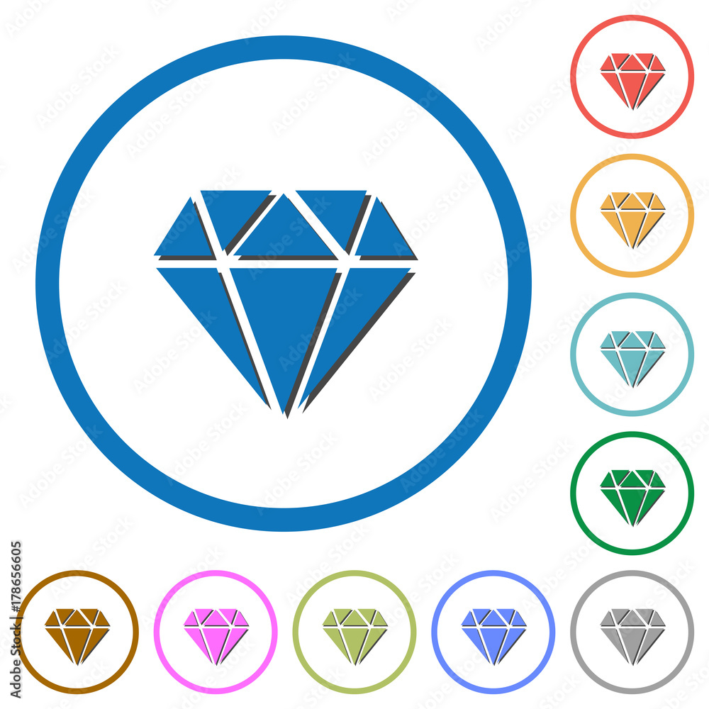 Diamond icons with shadows and outlines Diamond icons with shadows and outlines