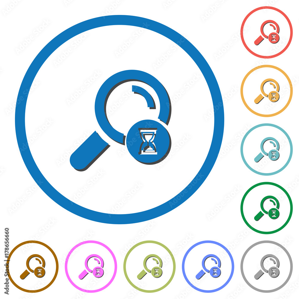 Search in progress icons with shadows and outlines Search in progress icons with shadows and outlines