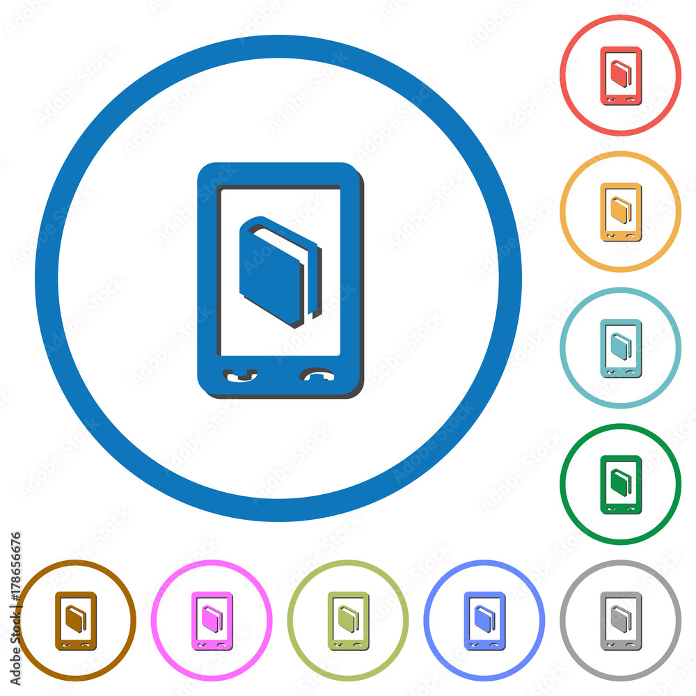 Mobile dictionary icons with shadows and outlines Mobile dictionary icons with shadows and outlines