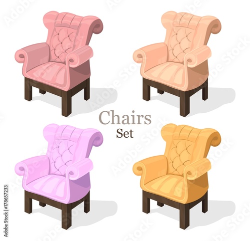 Colorful Chairs set Vector. Modern upholstery collection designs