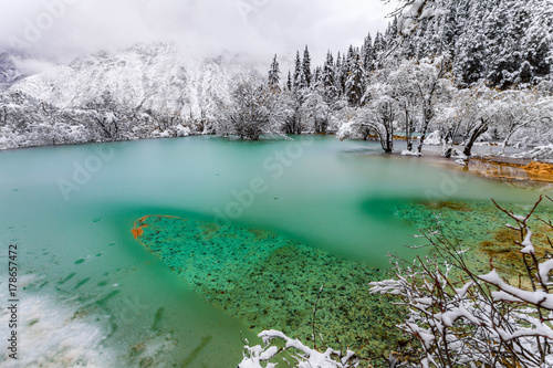 Icy water in Colored Lake in the winter