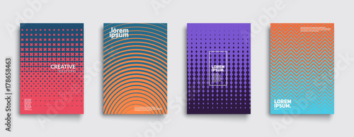 Minimal covers design. Cool gradient colors. Geometric halftone gradients. Eps10 vector.