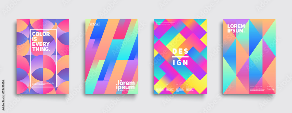 Colorful mosaic covers design. Modern gradients. Minimalistic geometric patterns. Eps10 vector.