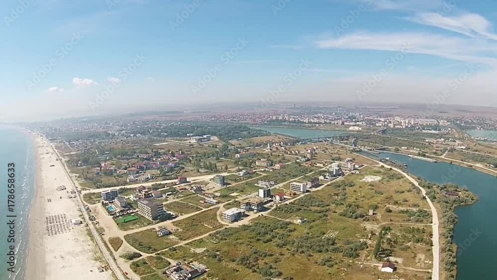 Navodari is a city located on the Black Sea coast, Romania, an important industrial hub with strong real estate development in recent years , aerial view Navodari is a city located on the Black Sea coast, Romania, an important industrial hub with strong real estate development in recent years , aerial view
