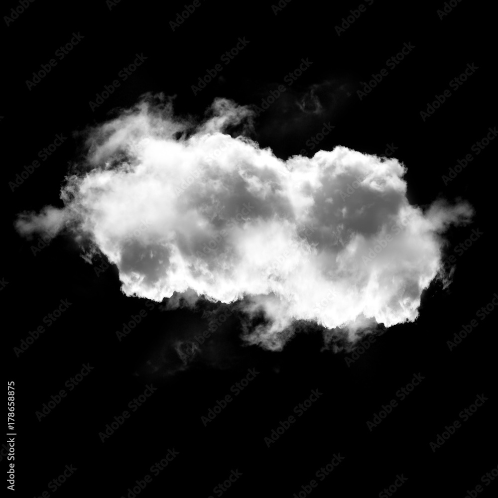 Single cloud isolated over black background, 3D illustration Single cloud isolated over black background, 3D illustration