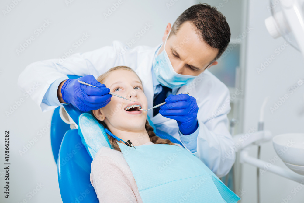 Happy positive girl opening her mouth Happy positive girl opening her mouth