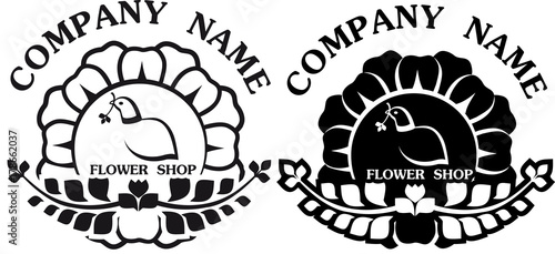 black and white for logo design bird and flower