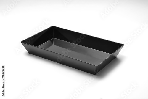 rectangular black plexiglass tray