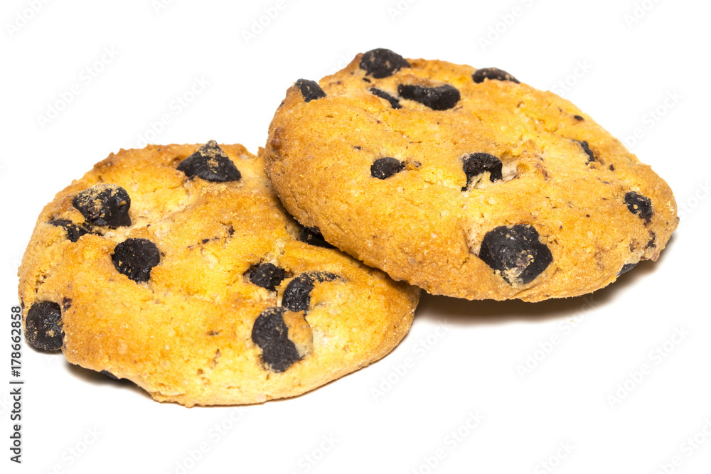 Chocolate chip cookie isolated on white background Chocolate chip cookie isolated on white background