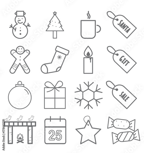 Simple set of Christmas vector line icons
