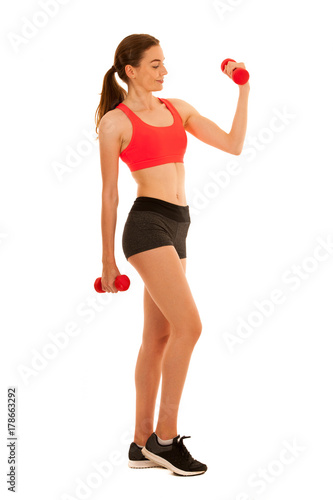 attractive sporty woman studio portrait of active fit fitness girl