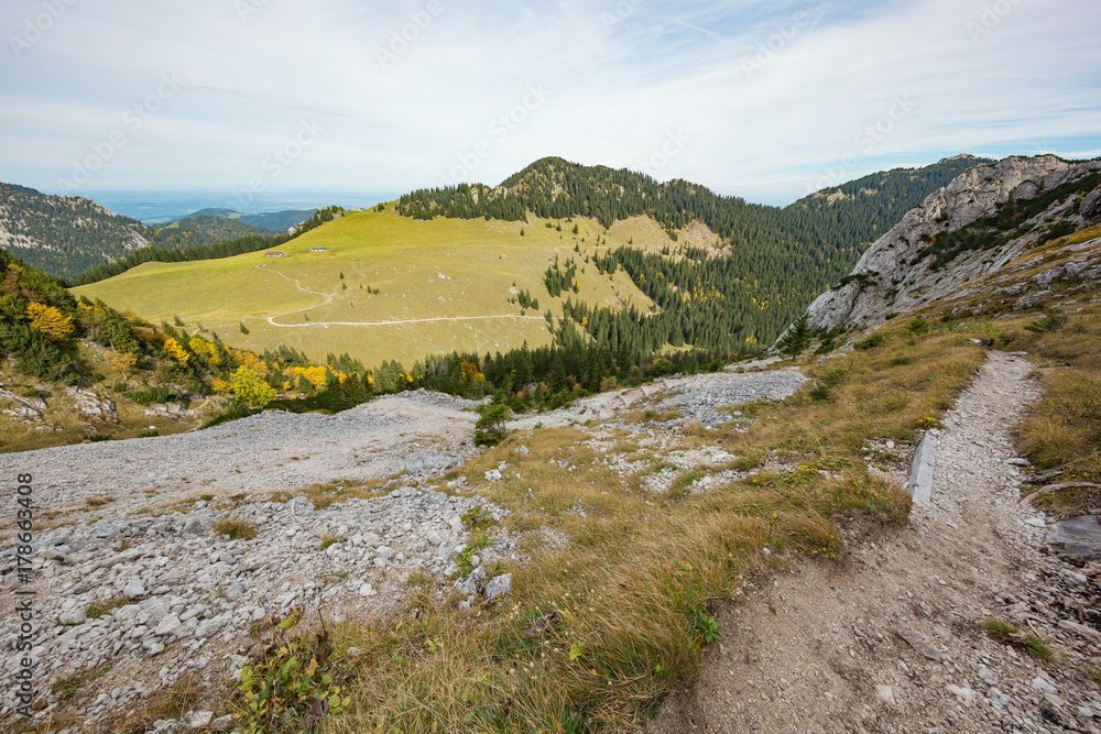 The path from Wendelstein to Brannenburg in the Chiemgau Alps