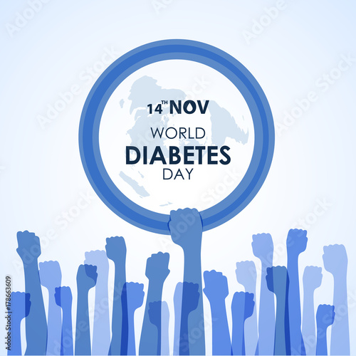 World Diabetes Day Awareness with blue Hand hold hand circle blue ring sign and Hands sign vector  illustration  design