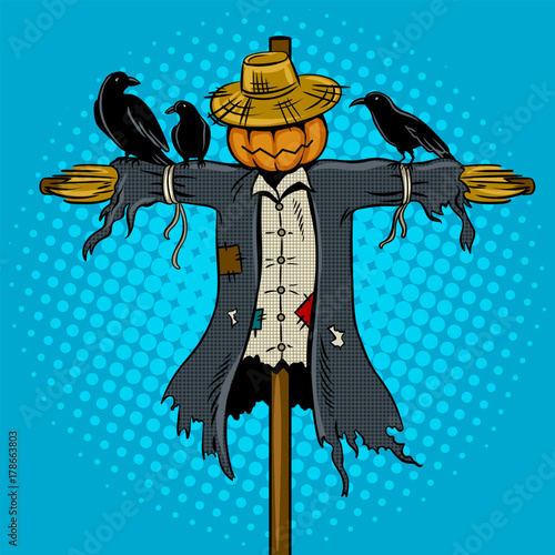 Scarecrow pop art vector illustration