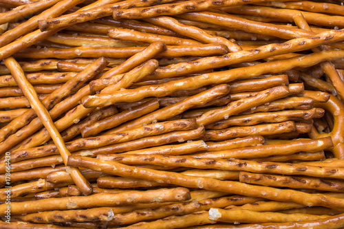 Macro Of Many Pretzel Saltsticks photo