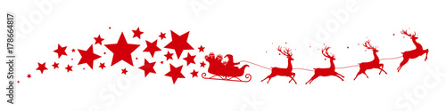 Santa sleigh border, red Christmas decoration