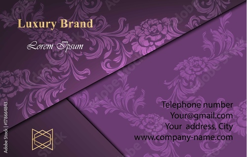 Business card with luxurious ornament Vector. Abstract design illustration. Place for texts
