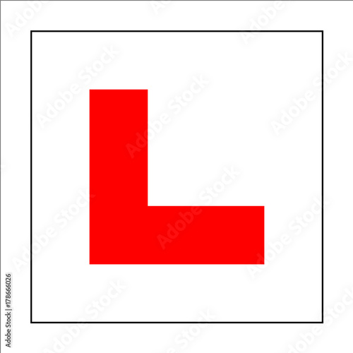 Learner driver plate sign. Drive beginner symbol.