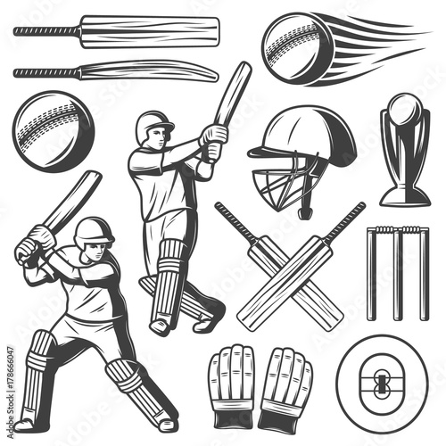 Vintage Cricket Elements Collection