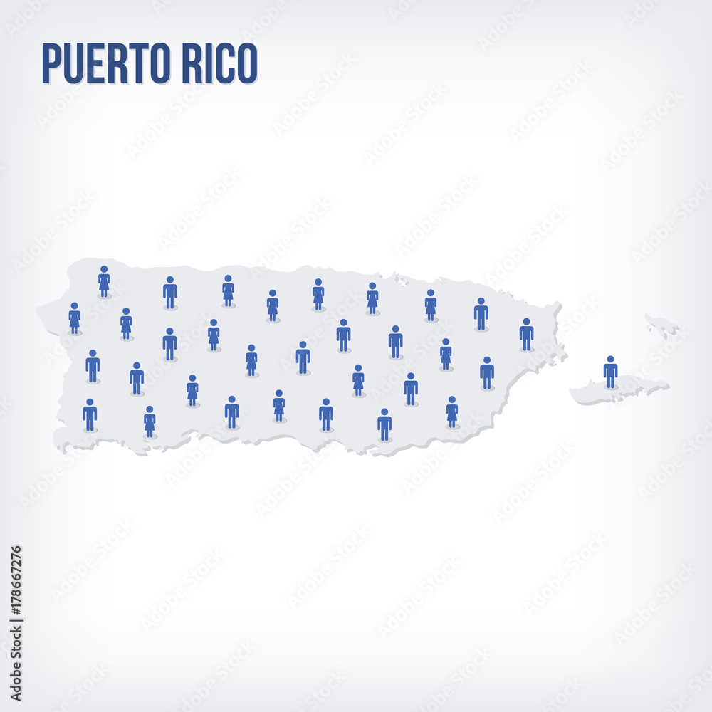 Fototapeta premium Vector people map of Puerto Rico . The concept of population.