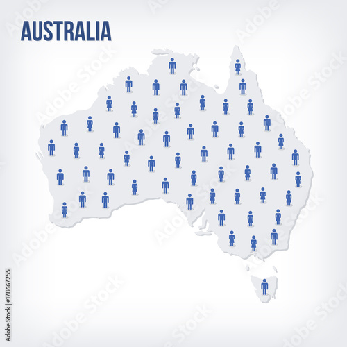 Vector people map of Australia. The concept of population.
