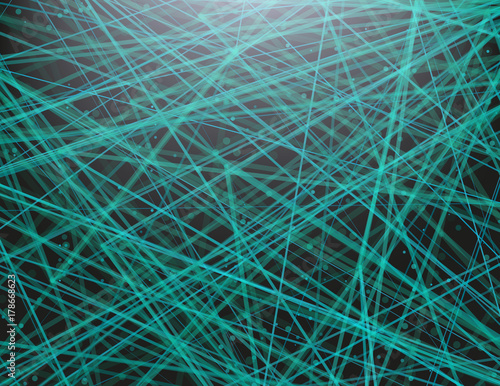 Modern abstract vector illustration. Futuristic colorful background with linear connections of virtual neural network. Intricated digital system. Complex trace routing in deep web. Element of design.